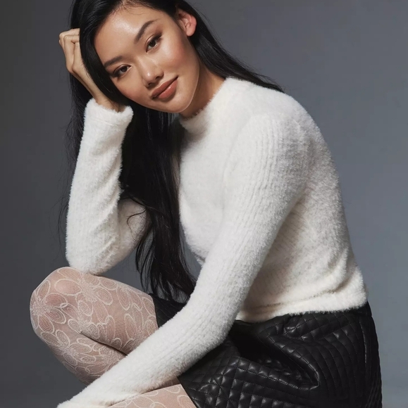 Anthropologie By Anthropologie Mock-Neck Fuzzy Sweater M - Picture 1 of 7